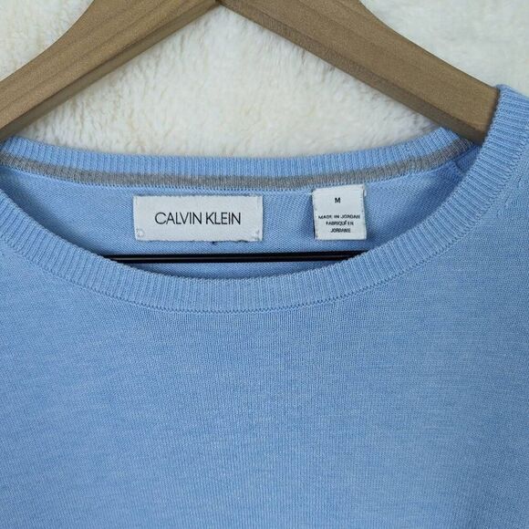 Calvin Klein Men’s Medium Soft Knit Blue Long Sleeve Pullover Sweater Crewneck - Picture 3 of 5